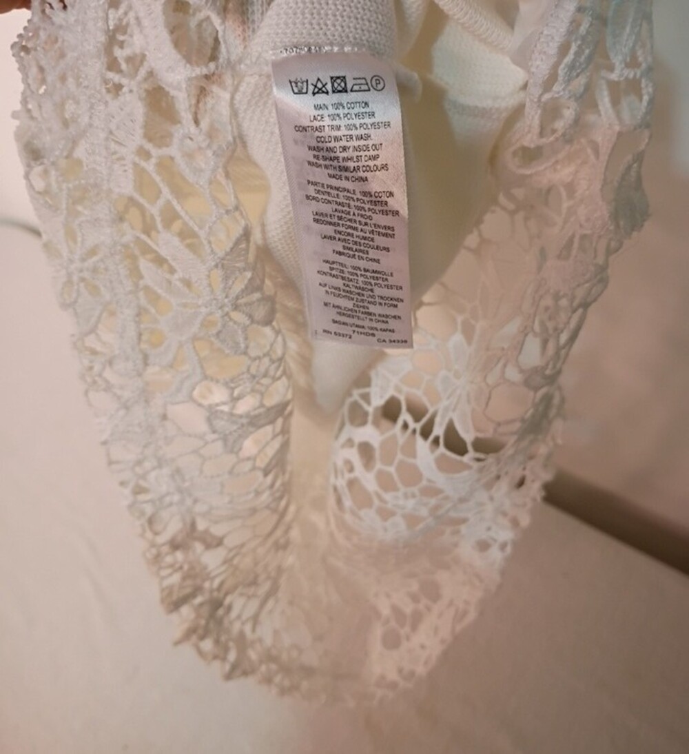 White Lace Trim Slip Light Knit Dress - Women's‎ Summer Beach Intimates - Picture 8 of 11